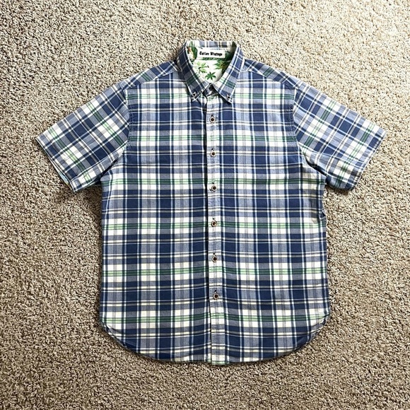 Tailor Vintage reversible Hawaiian Plaid button down shirt men’s size medium - Picture 3 of 6